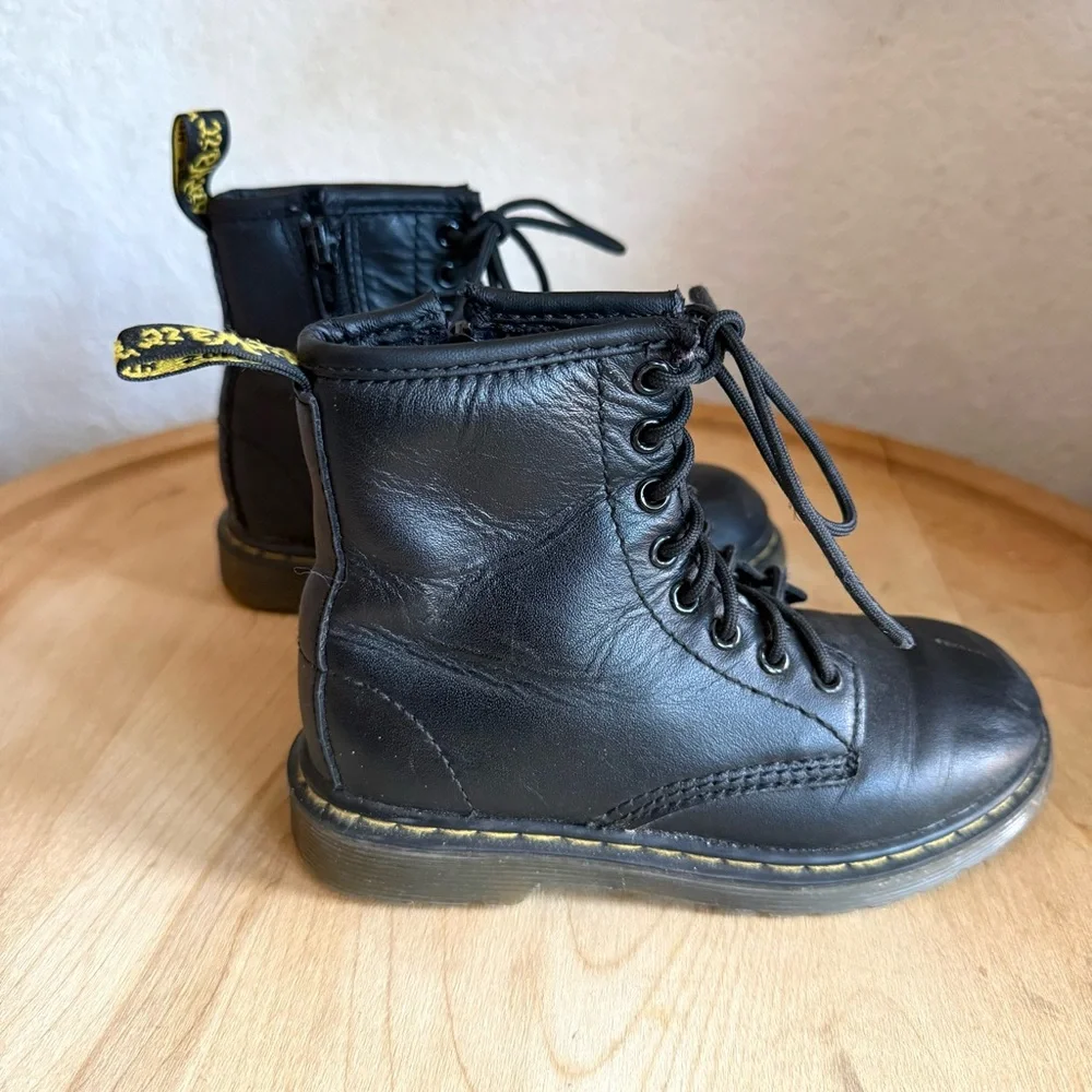 Dr. Martens Delaney Black Leather Combat Boots Toddler Girl Sz. 11